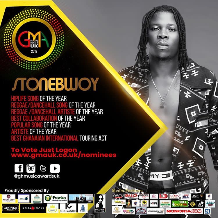 Stonebwoy Grabs 7 Nominations At Ghana Music Awards Uk 2019 2 Stonebwoy Grabs 7 Nominations At Ghana Music Awards Uk 2019