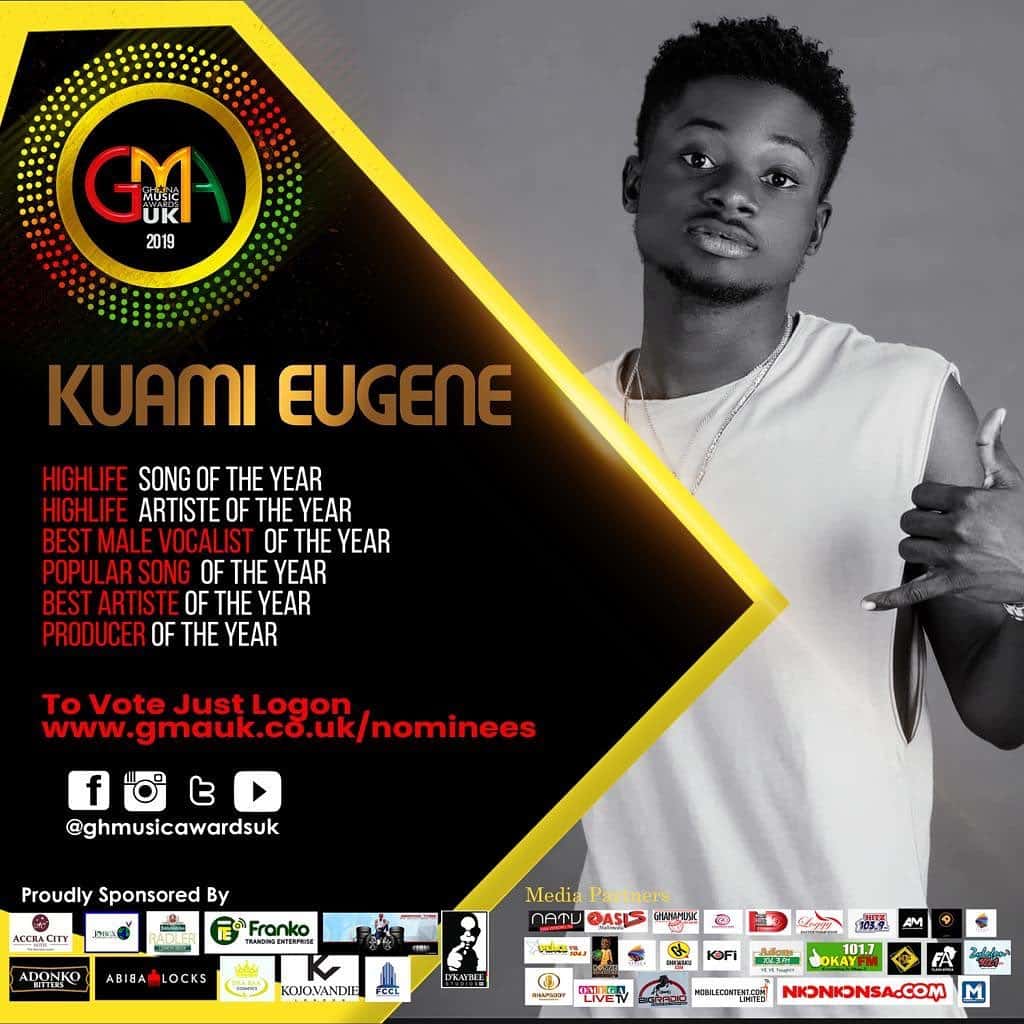 Kuami Eugene Bags 6 Nominations At Ghana Music Awards UK 2019 2 Kuami eugene ghana music awards uk