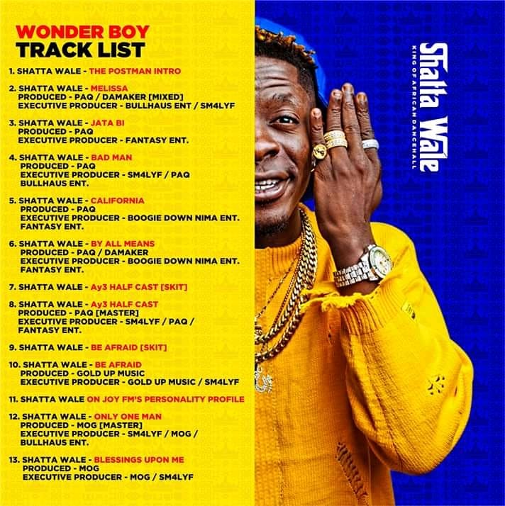 Tracklist for Shatta Wale wonder boy Album