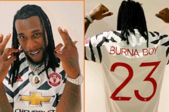Burna Boy Receives customized Manchester United Jersey As Gift