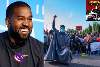 Kanye West stands with protesters