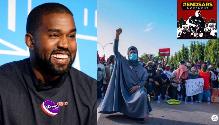 Kanye West stands with protesters