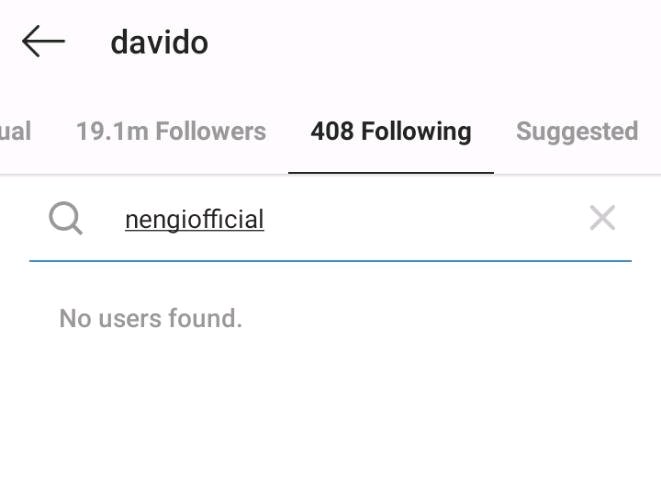 Davido And Nengi Allegedly Unfollow Each Other On Instagram