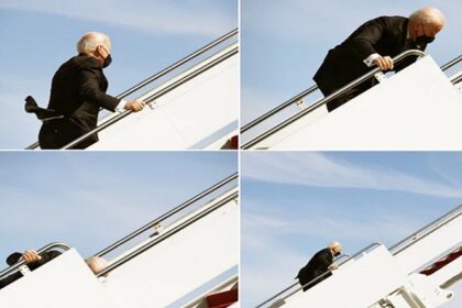 US President Joe Biden falls thrice while boarding Air Force one