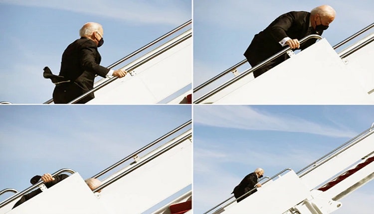US President Joe Biden falls thrice while boarding Air Force one