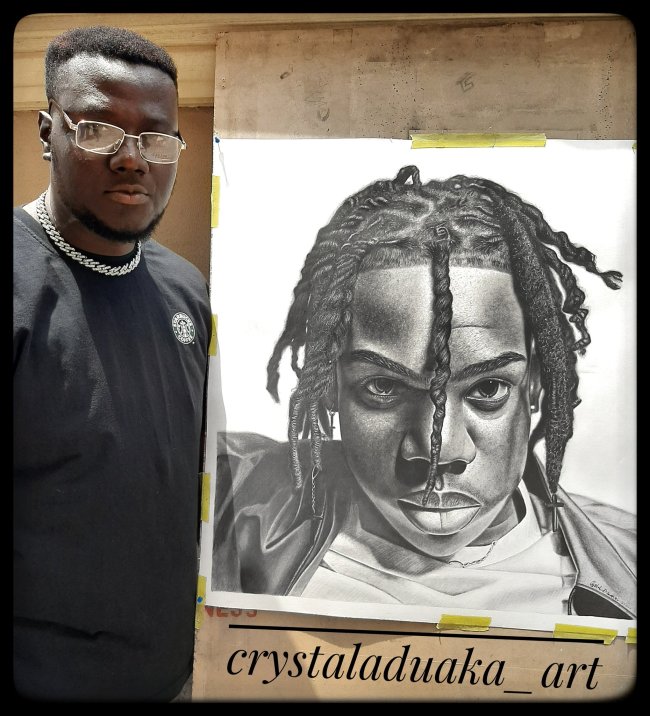 Rema gifts N200k to artist who spent over 100 hours drawing a portrait of him on TownFlex