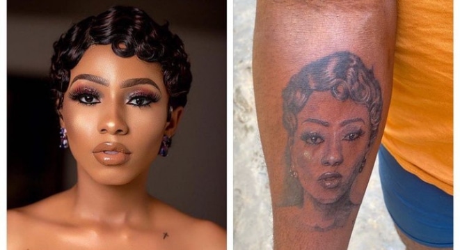 Reality TV star Mercy Eke replies Nigeria man who drew a tattoo of her on his body