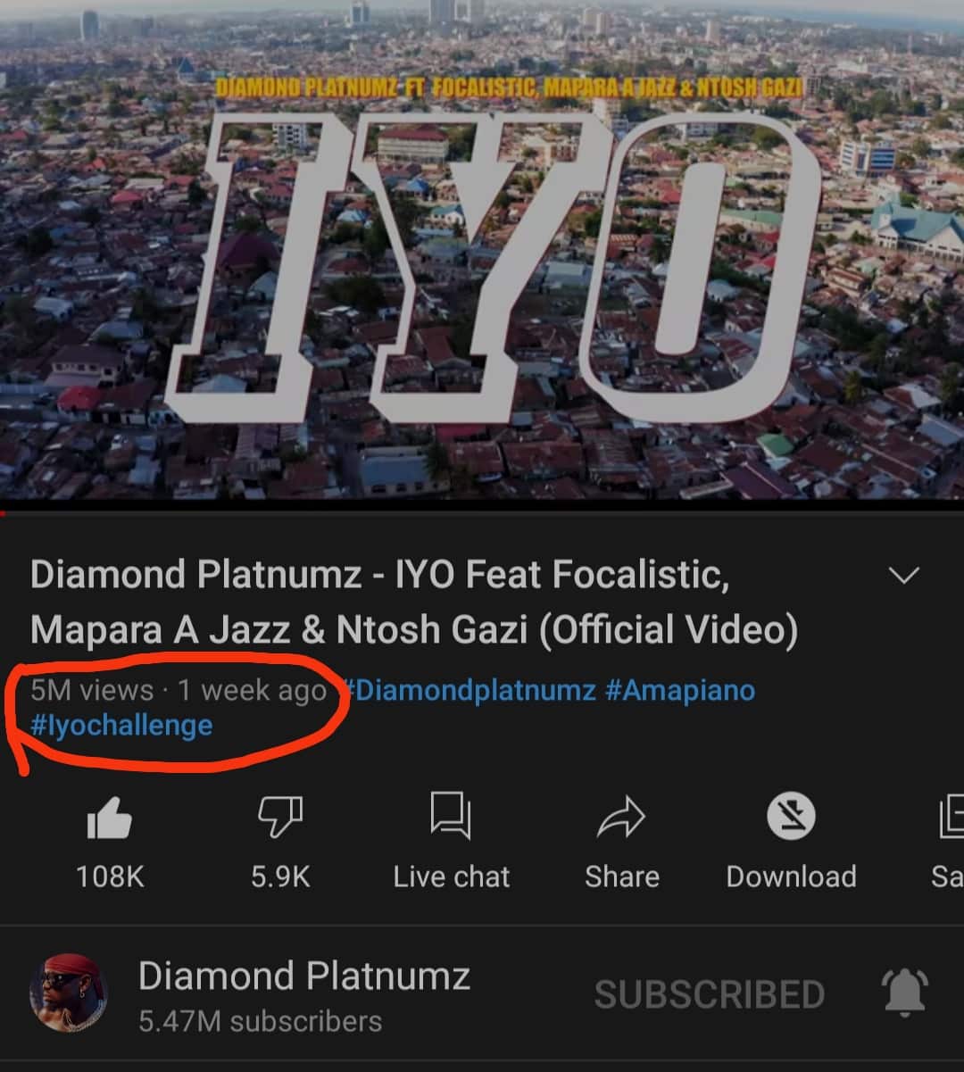 Diamond Platnumz IYO 5 Million Views