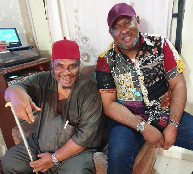 Pete Edochie's Children> Photo of Pete Edochie and his first son, Leo Edochie