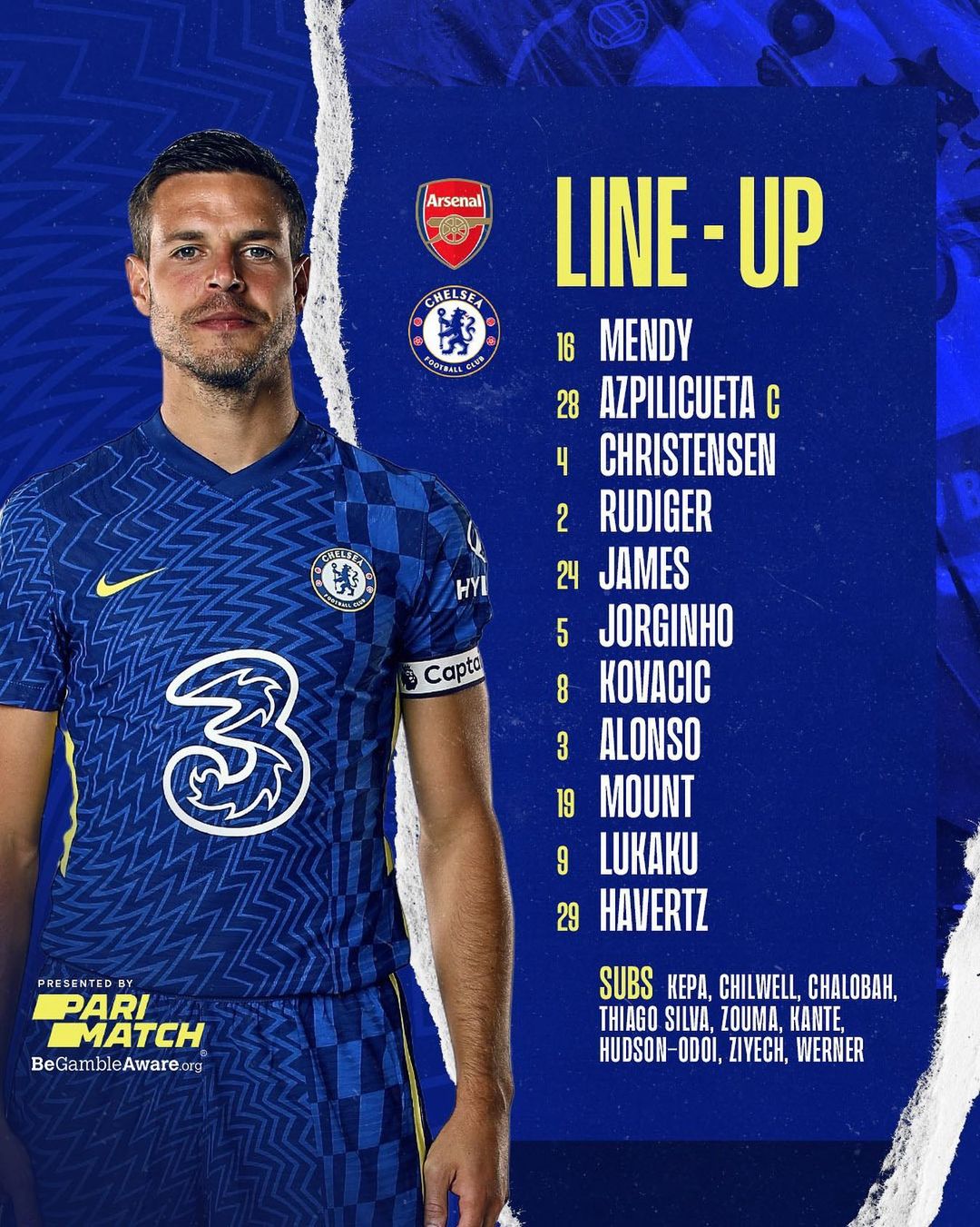 chelsea vs arsenal 6 0 line up