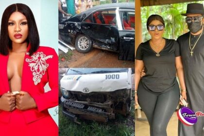 See Photos: Actress, Destiny Etiko and colleagues survive car accident while returning from late actor, Stanley Okoro’s burial