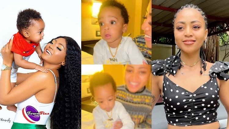Regina Daniels gifts 1-year-old son customized gold necklace