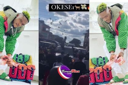 Okese1 Causes Traffic As He Sprays Fans With Cash