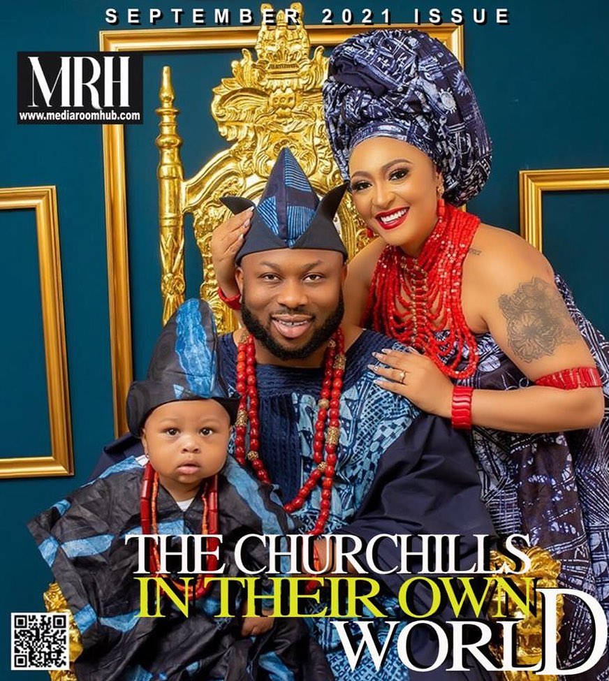Tonto Dikeh's ex-husband, Olakunle Churchill and wife, Rosy Meurer finally shows their baby’s face (photos)