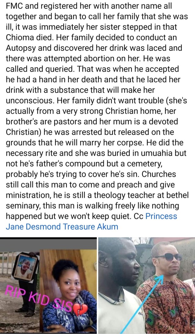 Pastor allegedly forced to marry fiancée’s corpse, she died after he aborted her pregnancy (Photos)