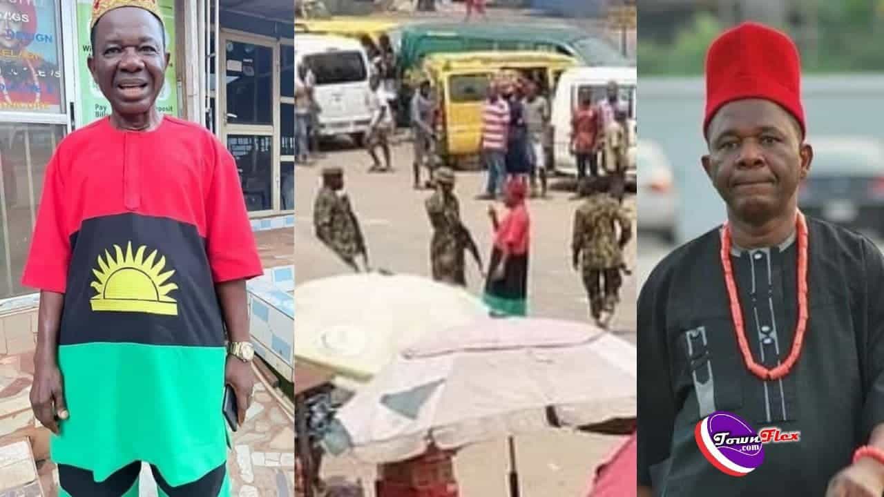 Soldiers arrest and manhandles Actor Chinwetalu Agu for wearing Biafran Flag outfit