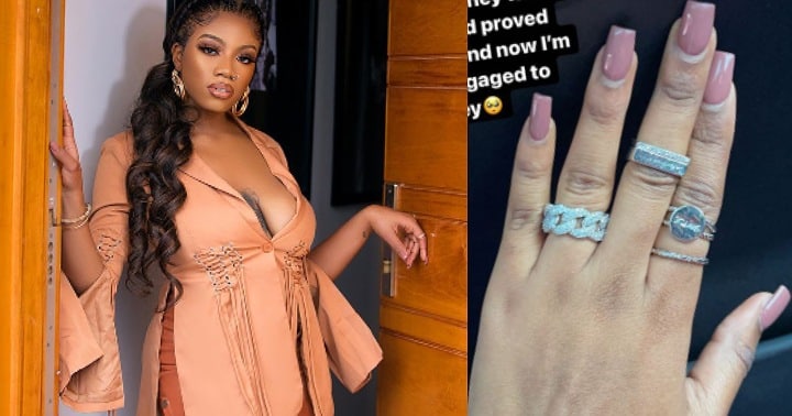 Angel flaunts engagement ring, unveils her lover