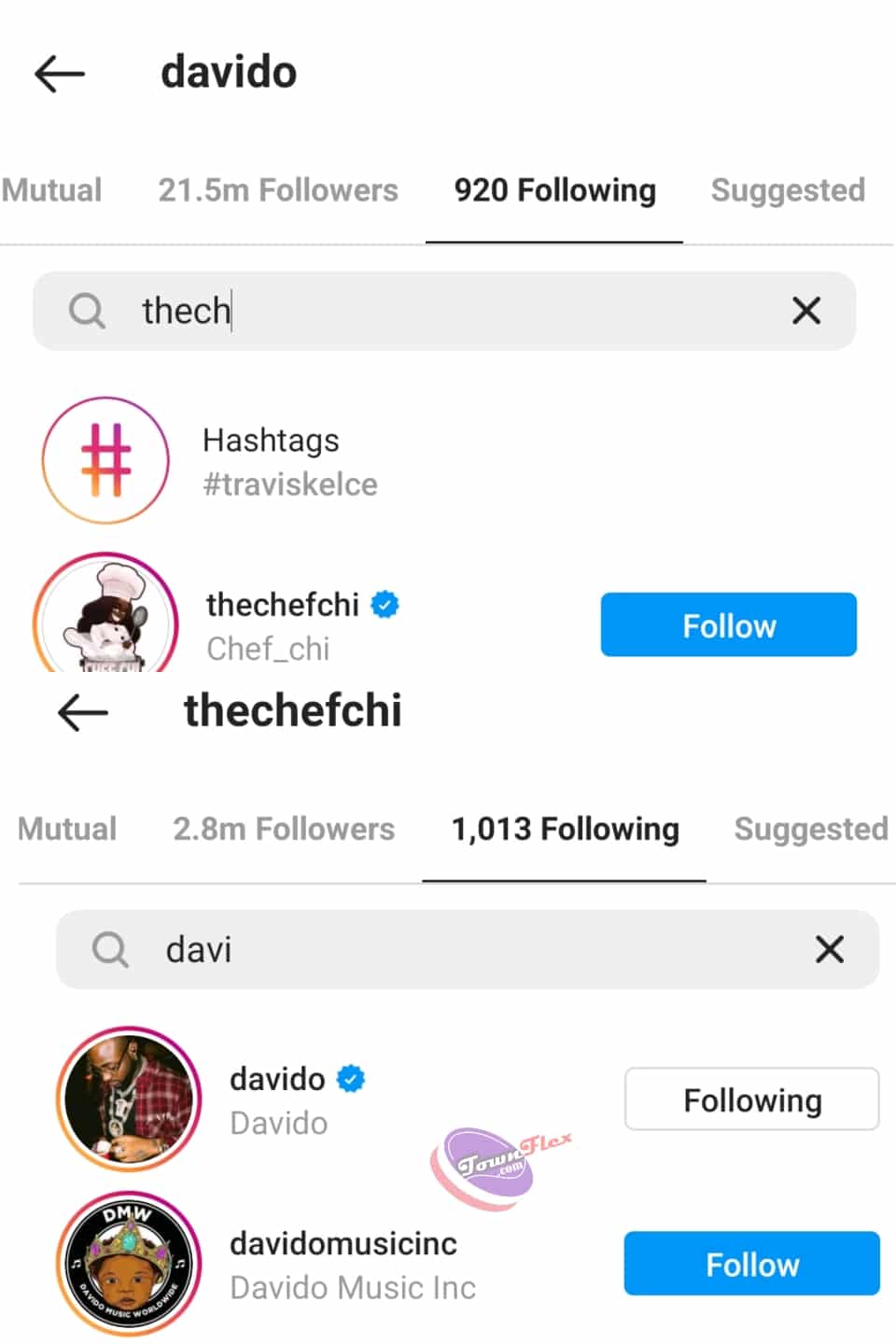Davido and Chioma Follows one another on Instagram