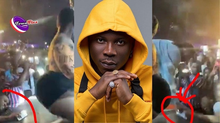 Stonebwoy snatches phone from fan filming the private part of his dancer on stage