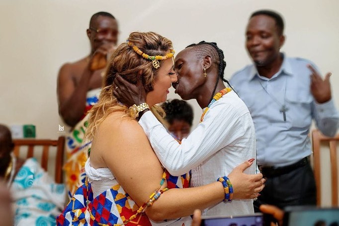 Patapaa Marks One-Year Wedding Anniversary With Lovely Photos, Praises Wife, Liha Miller [See Photos]