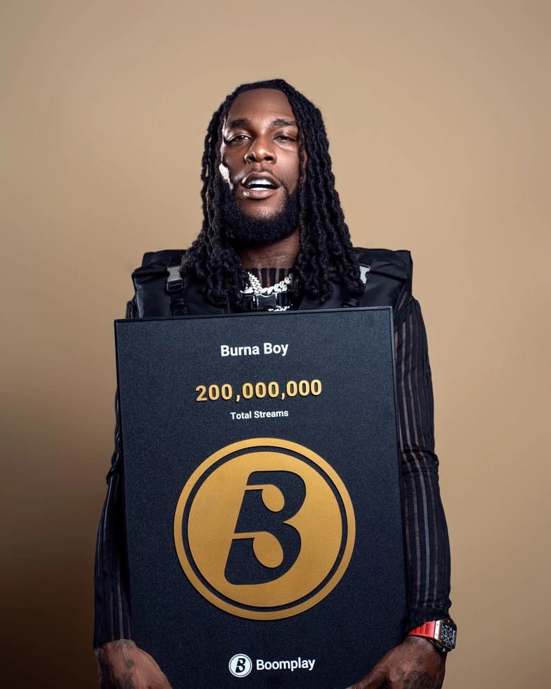 Burna Boy 200 million streams on Boomplay