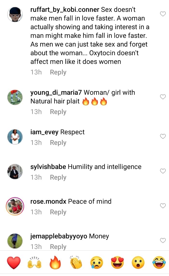 Apart From S3x What Makes Men Fall In Love? [See Social Media Comments]