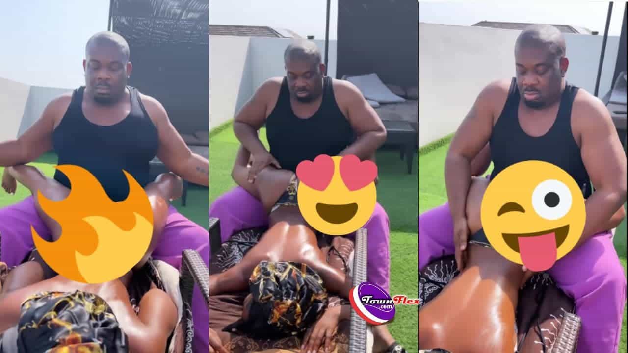 Watch Video as Don Jazzy shows off his full-body oil massage technique