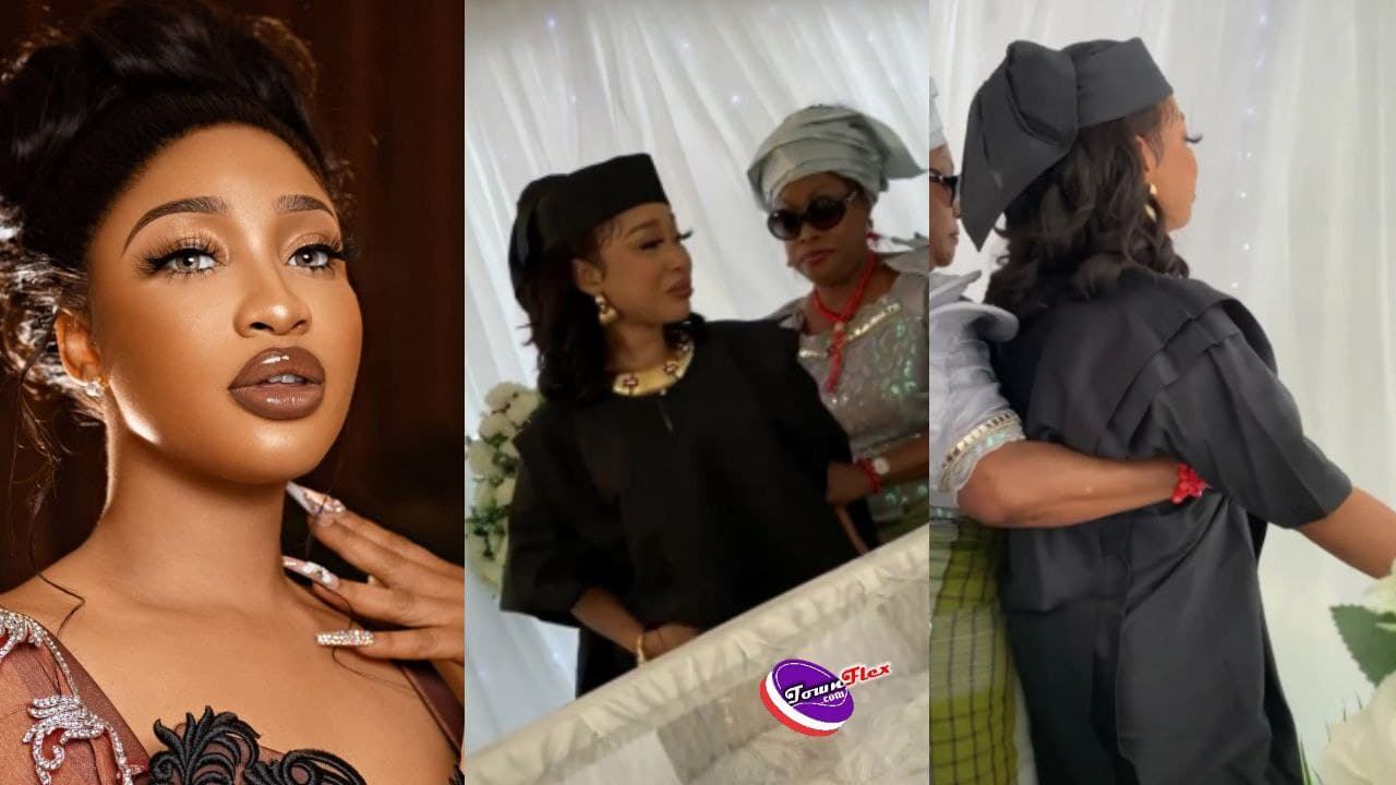 Tonto Dikeh Breaks Down In Tears As Her StepMother Is Laid To Rest [Watch Video]