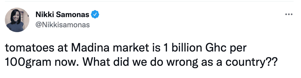 Tomatoes at 1 Billion Ghc per 100 Grams ! Nikki Samonas Laments
