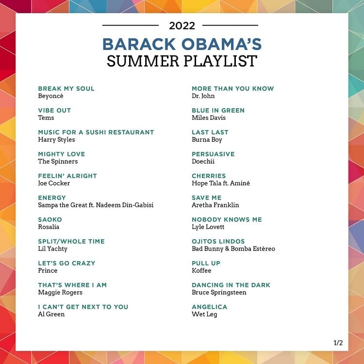 Barack Obama 2022 summer playlist