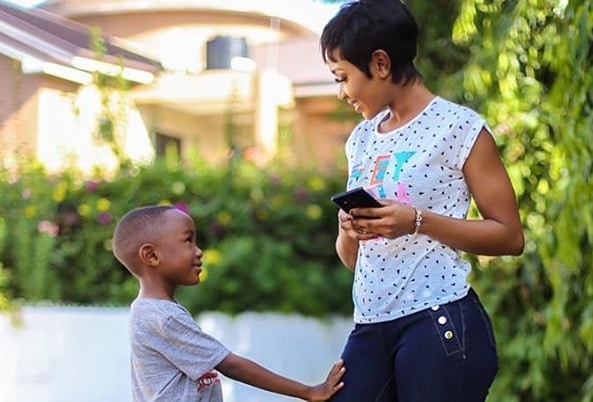 He didn't see my priv@te parts: Akuapem Poloo clears air on photos with son