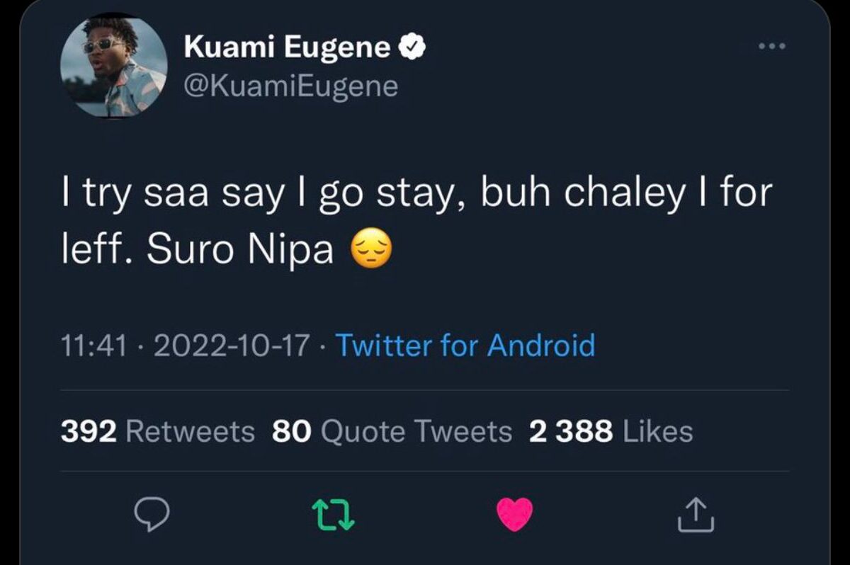 Kuami Eugene Addresses His Exit Rumor At Lynx Entertainment (See Details)