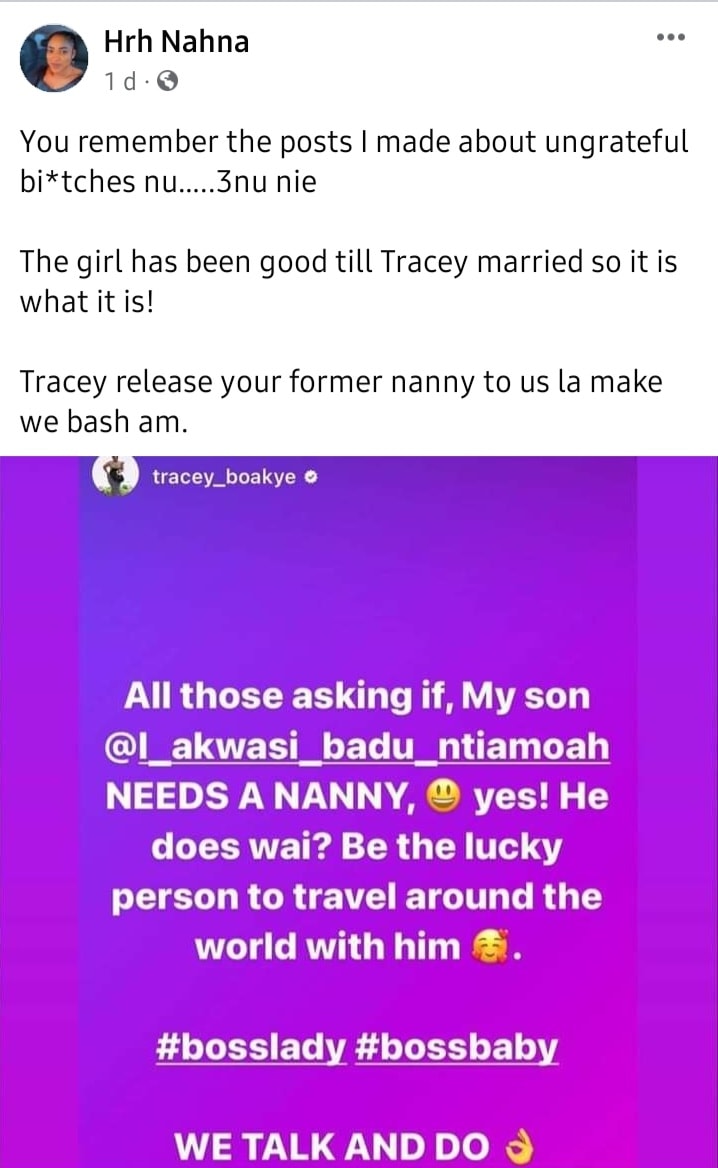 Tracey Boakye allegedly sacks her nanny for sleeping with her husband