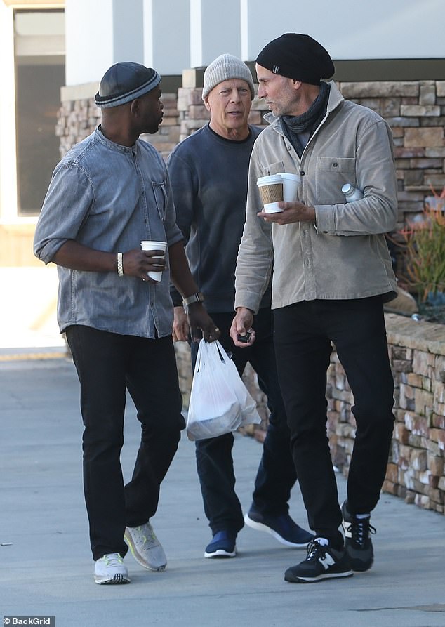 the retired actor, Bruce Willis stepped out in Santa Monica on Thursday with Friends