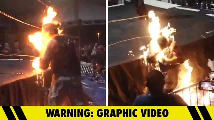 Burning Bridges: Wrestler Sets Himself Ablaze in Extreme Wrestling Event