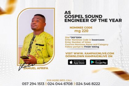 Samuel Afrifa Nominated for Modern Gospel Award as Gospel Sound Engineer of the Year