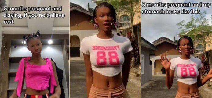 SHOCKER! Lady Is 5 Months Pregnant But Has No Baby Bump (+VIDEO)