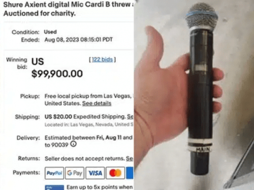 Wow! Cardi B's Thrown Mic Fetches Whopping $100,000 in eBay Auction