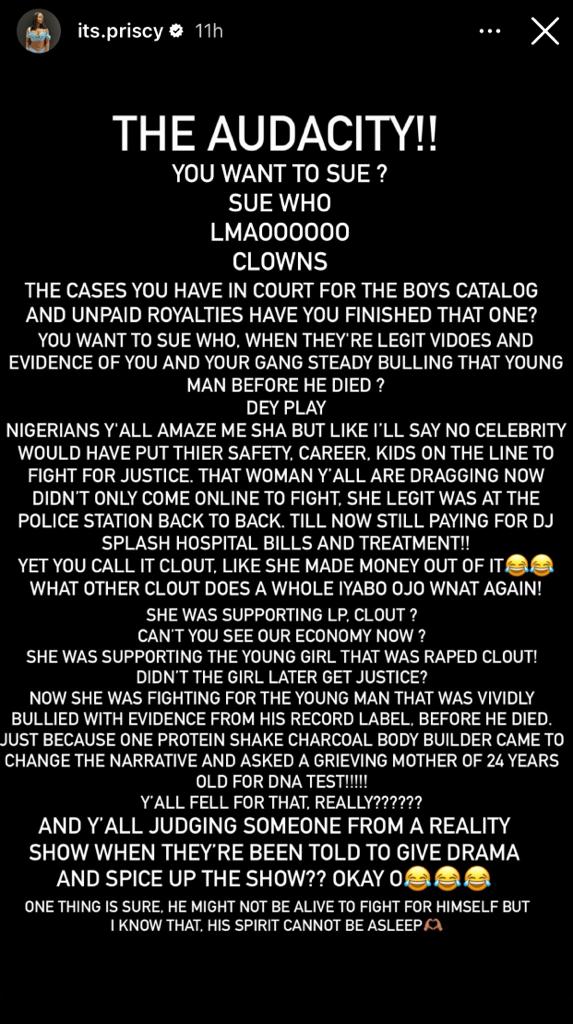 Priscilla Ojo Hits Back at Naira Marley’s Lawsuit Against Her Mother 3 Priscilla Ojo Hits Back at Naira Marley’s Lawsuit Against Her Mother