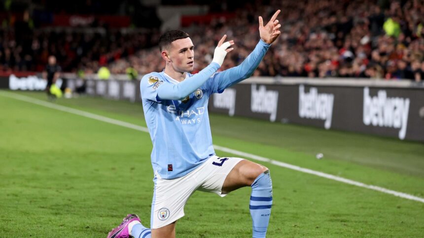 Foden's hat-trick at Brentford propels Man City to second place