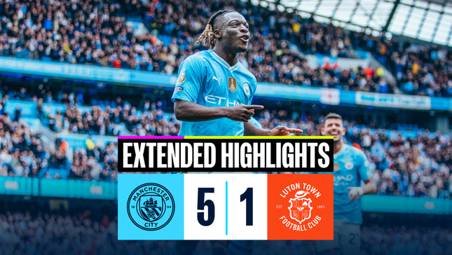 Man City tops Premier League after 5-1 win over Luton