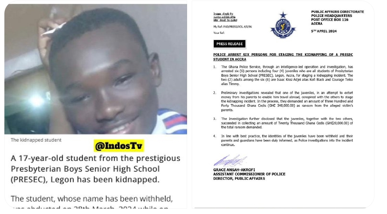 Legon Presec student who faked his kidnapping