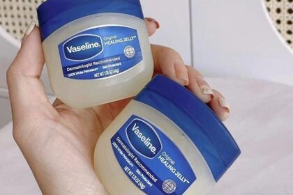 A jar of Vaseline with various uses depicted around it, symbolizing its versatility and range of applications. check out more vaseline hacks below