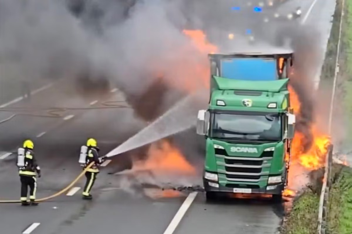 M5 Blocked for Nine Hours After Lorry Fire Strands Families