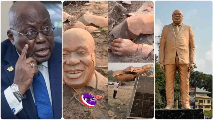 Akufo-Addo Statue at Effia Nkwanta Completely Destroyed