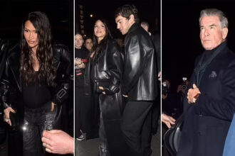 Pregnant Cassie and Alex Fine Steal the Show with Coordinating Leather Looks