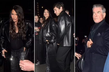 Pregnant Cassie and Alex Fine Steal the Show with Coordinating Leather Looks