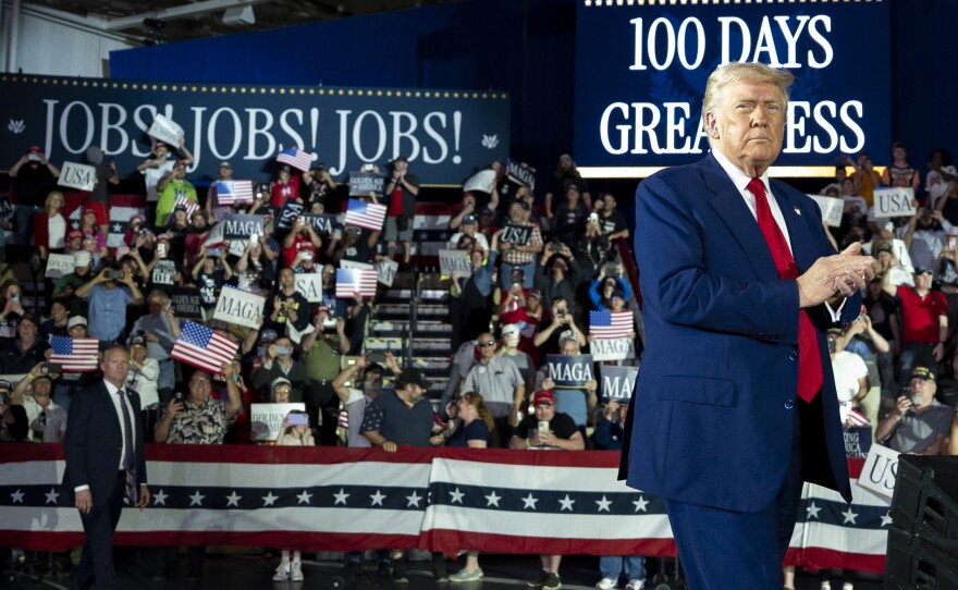 Trump Defends Tariffs, Musk-Led Government Overhaul in 100-Day Speech