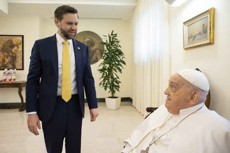 JD Vance Says Meeting 1 Day Before Pope’s Death ‘Sign From God’ 2 An image of Vice President JD Vance and late Pope Francis hours before his death