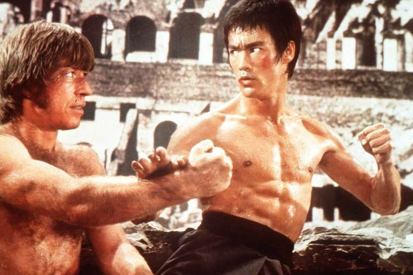 Chuck Norris and Bruce Lee in the 1972 classic The Way of the Dragon